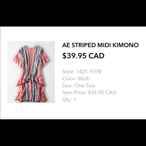 AE Striped Midi Kimono - Picture 1 of 3